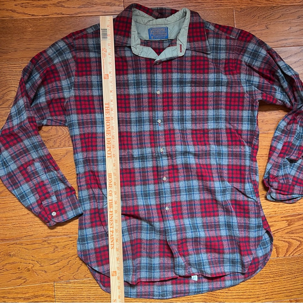 Pendelton 100% Pure Virgin Wool Plaid Flannel Made in USA Size Large